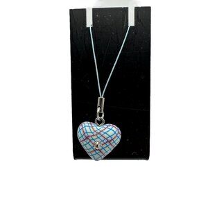 Heart Shaped Ceramic Pendant With Rhinestone Lanyard Phone Purse Keys Jewelry